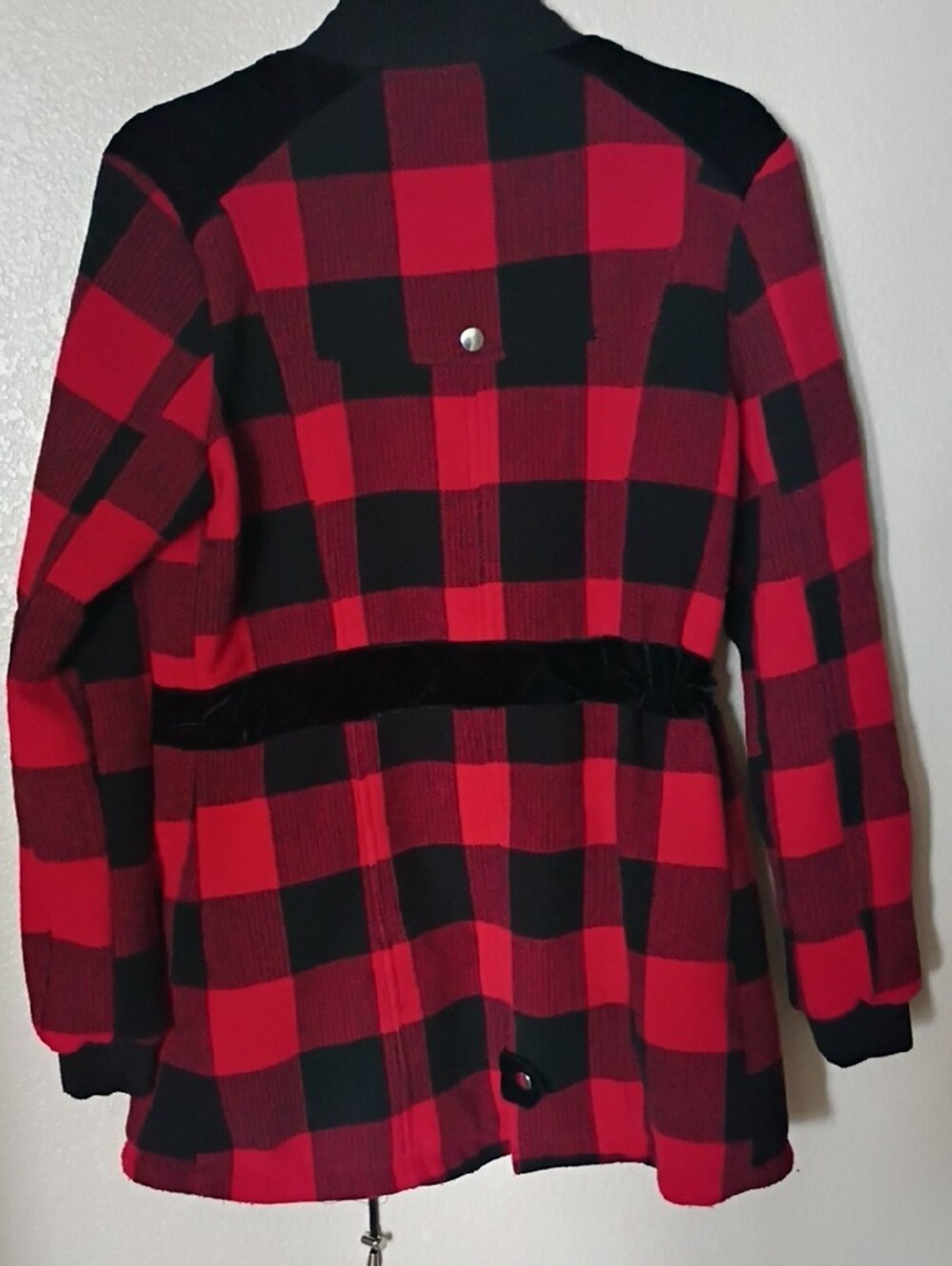 Red & Black Buffalo Plaid Utility Jacket with Zip Front - Picture 5 of 6